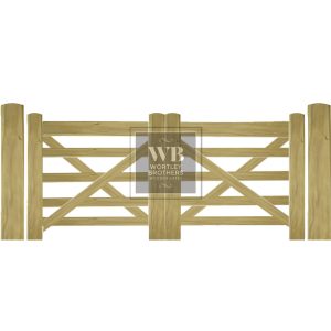 Five Bar Double Wooden Gates