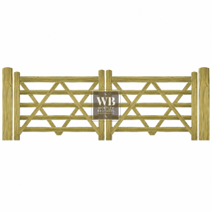 Five Bar Double Wooden Gates